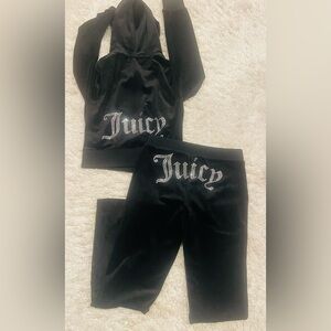 Juicy Couture Tracksuit Black Size Medium Velour Hoodie Pants Set. Exceptional